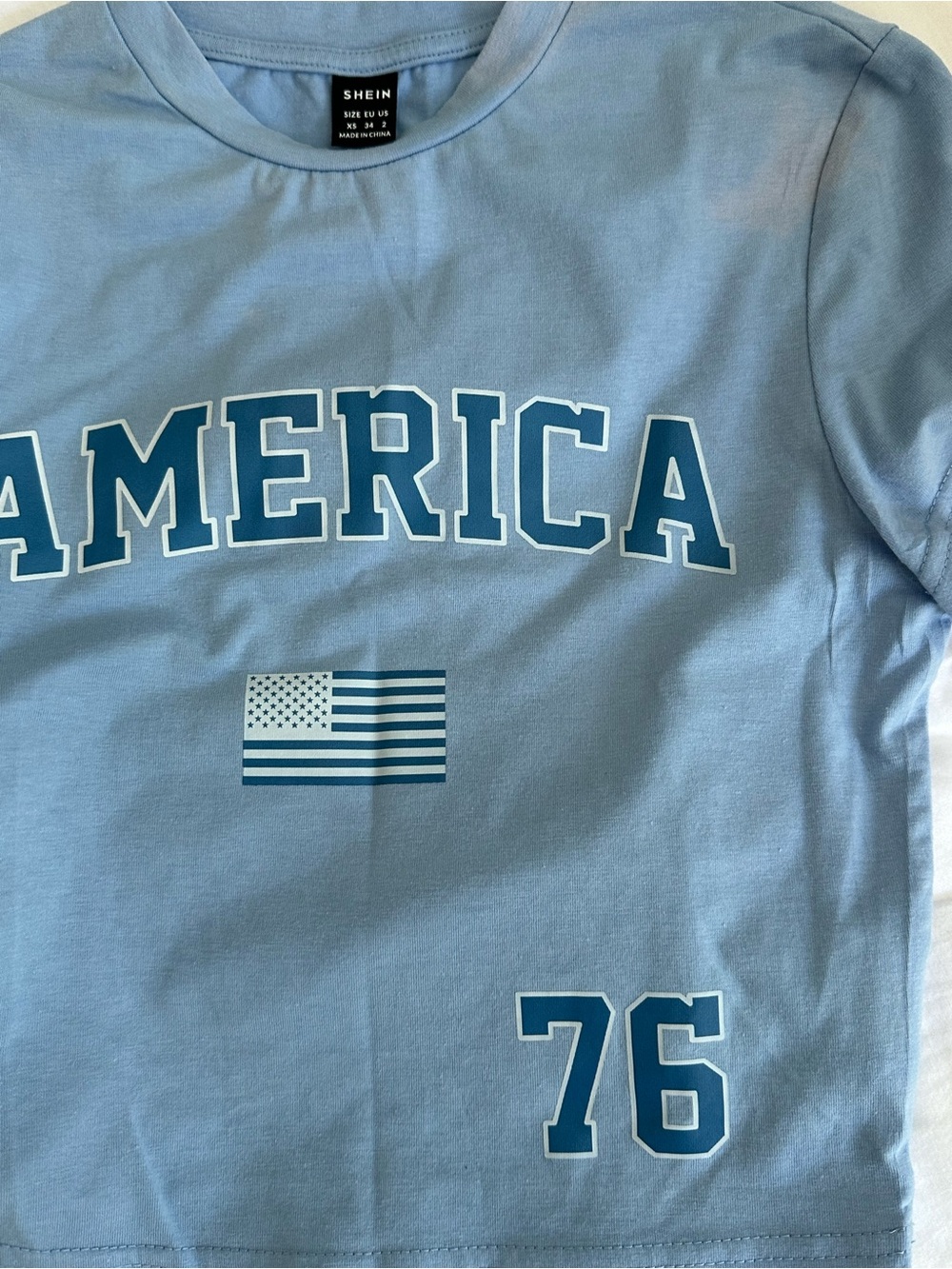 SHEIN Light Blue Graphic Tee
